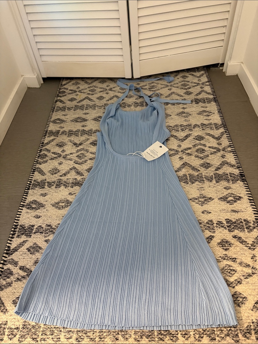 Sleeveless Ribbed Maxi Dress in Dusty Blue - Picture 3 of 3